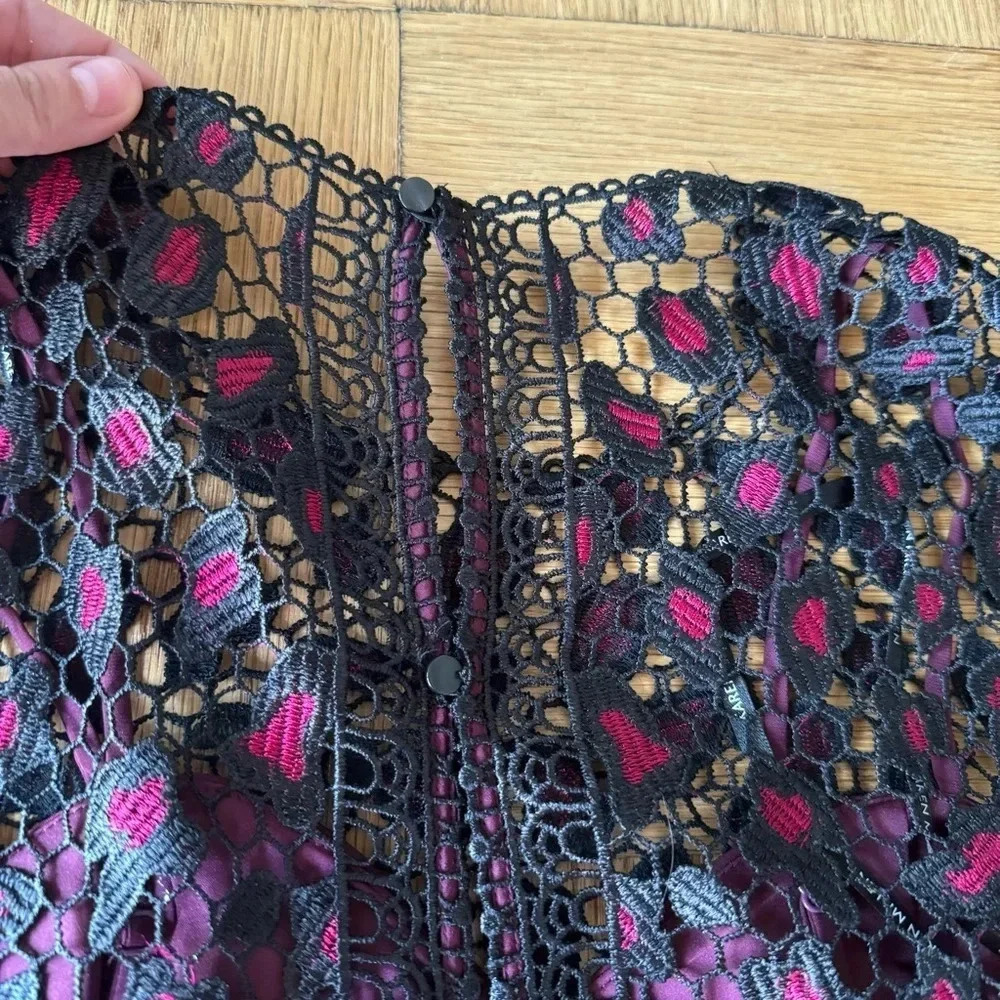 NWT Karen Millen US 4 Lace Mini Dress Leopard Floral Embroidery Sleeveless - Picture 9 of 15